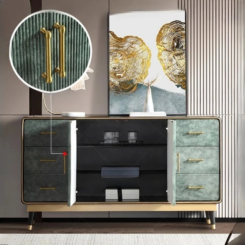 Art Deco Gilded Edge Sideboard with Wood Panels and Solid Wood Drawers - 2 Colours