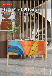 Modern Burnt Orange Sideboard Cabinet with Marble Top - 2 Sizes