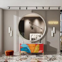 Modern Burnt Orange Sideboard Cabinet with Marble Top - 2 Sizes