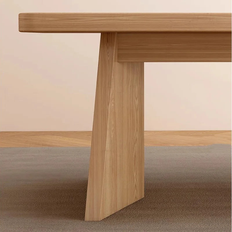 Walnut Finish Dining Table With Wood Grain Sintered Sone Top - Rectangle