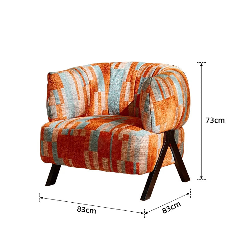 Postmodern Geometric Upholstered Chenille Accent Chair