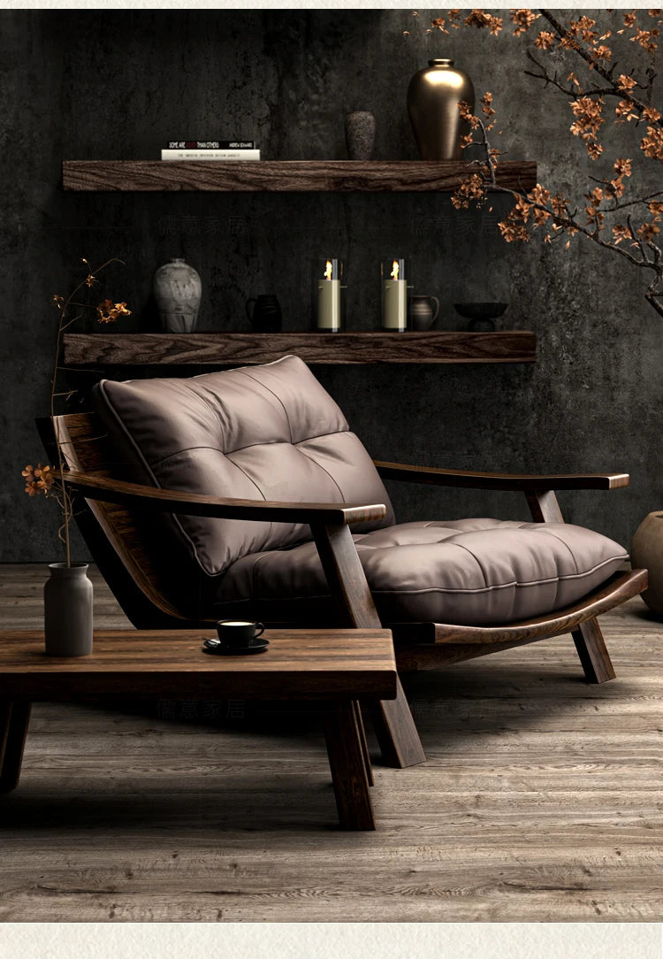 Ashwood Mid-Century Reclined Brown Leather Accent Chair