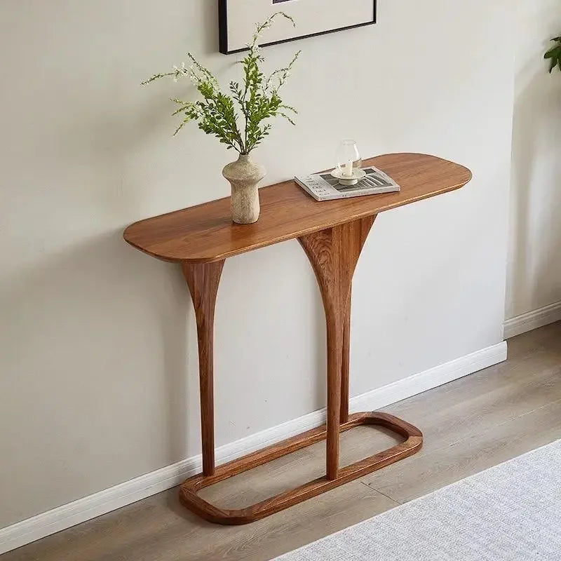 Light Luxurious Classics: Solid Hardwood Console Table – Ebony-Toned Finish