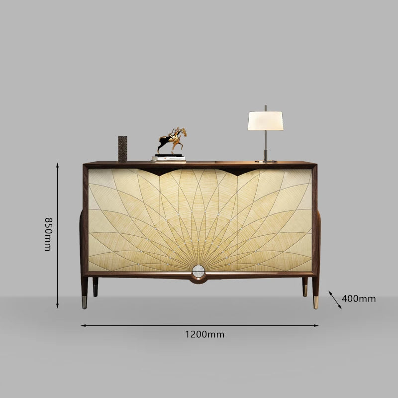Modern Sunburst Wood Sideboard Walnut Finish - 3 Sizes