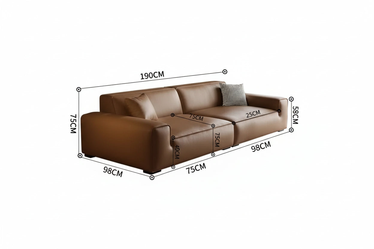 Luxury Modern Italian Leather Modular With Deep Seat Comfort - Tan