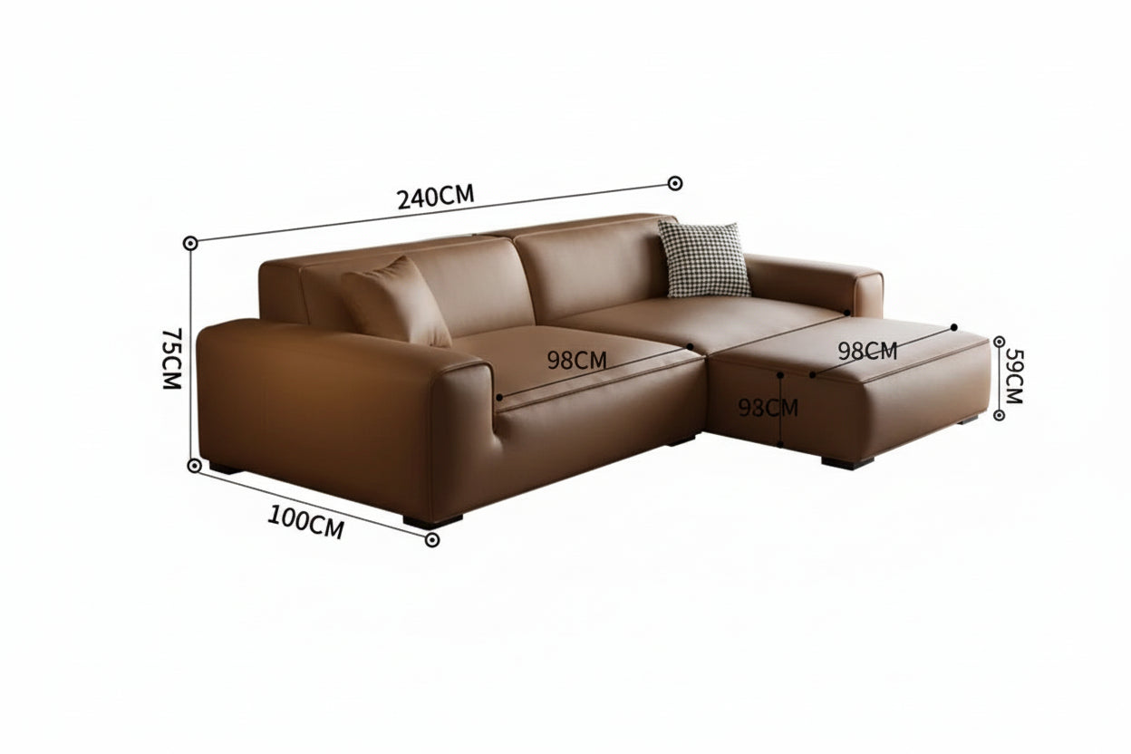 Luxury Modern Italian Leather Modular With Deep Seat Comfort - Tan