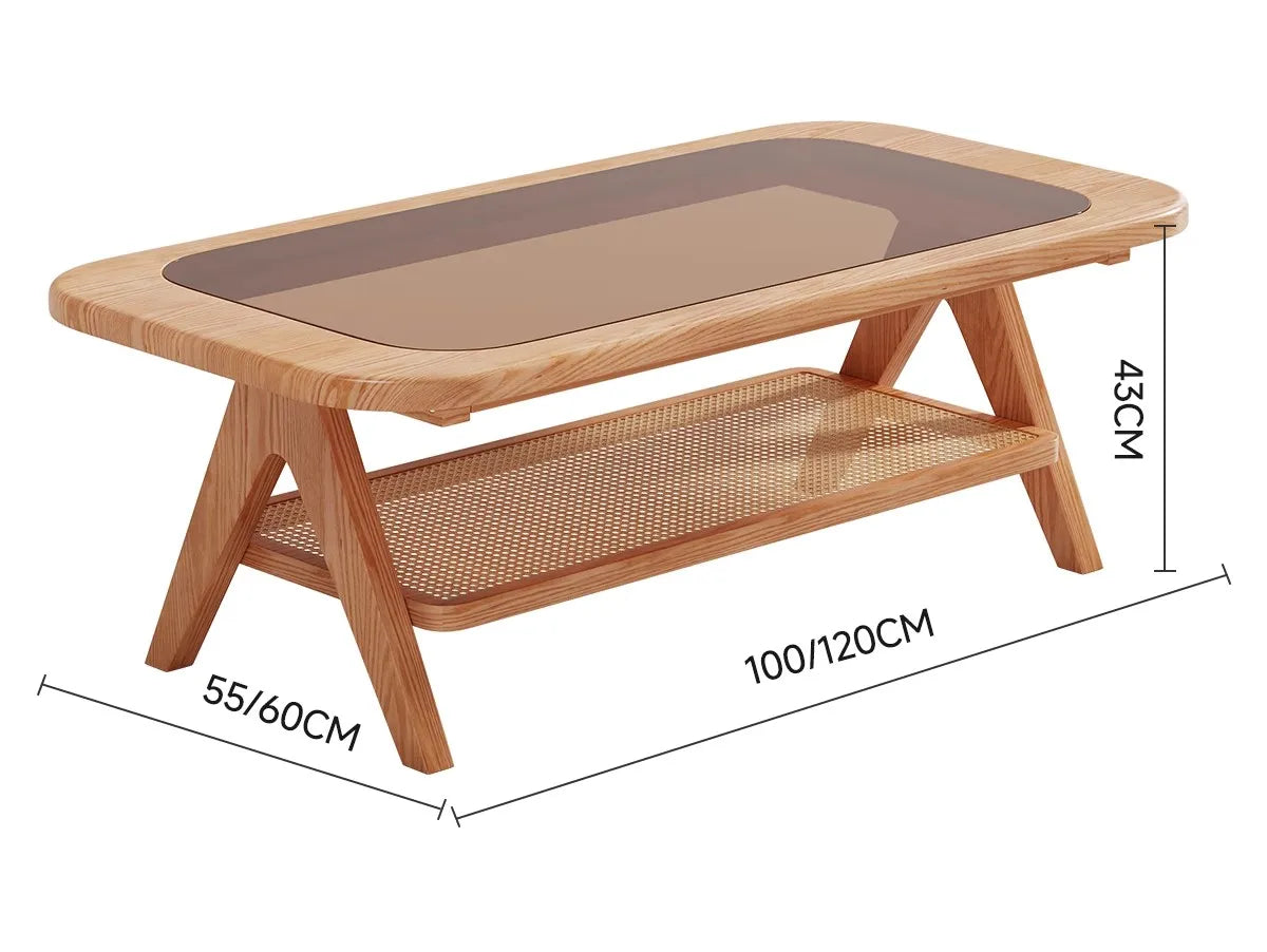 Retro Scandinavian Rectangle Solid Wood Coffee Table - 2 Sizes