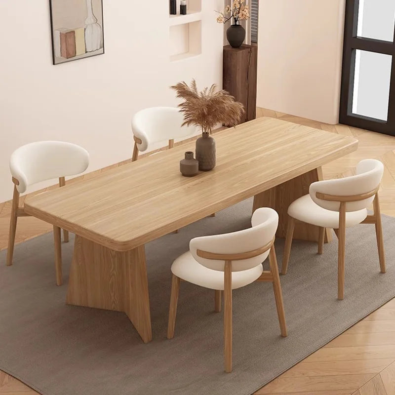 Walnut Finish Dining Table With Wood Grain Sintered Sone Top - Rectangle