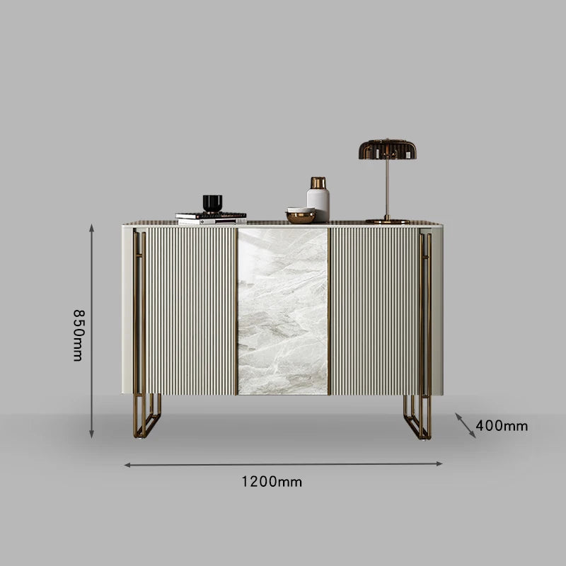 Italian Grey Luxury Modern Fluted Sideboard with Sintered Stone Top – 4 Sizes