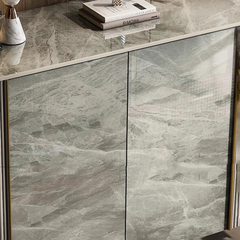 Marble-patterned cabinet with a reflective surface