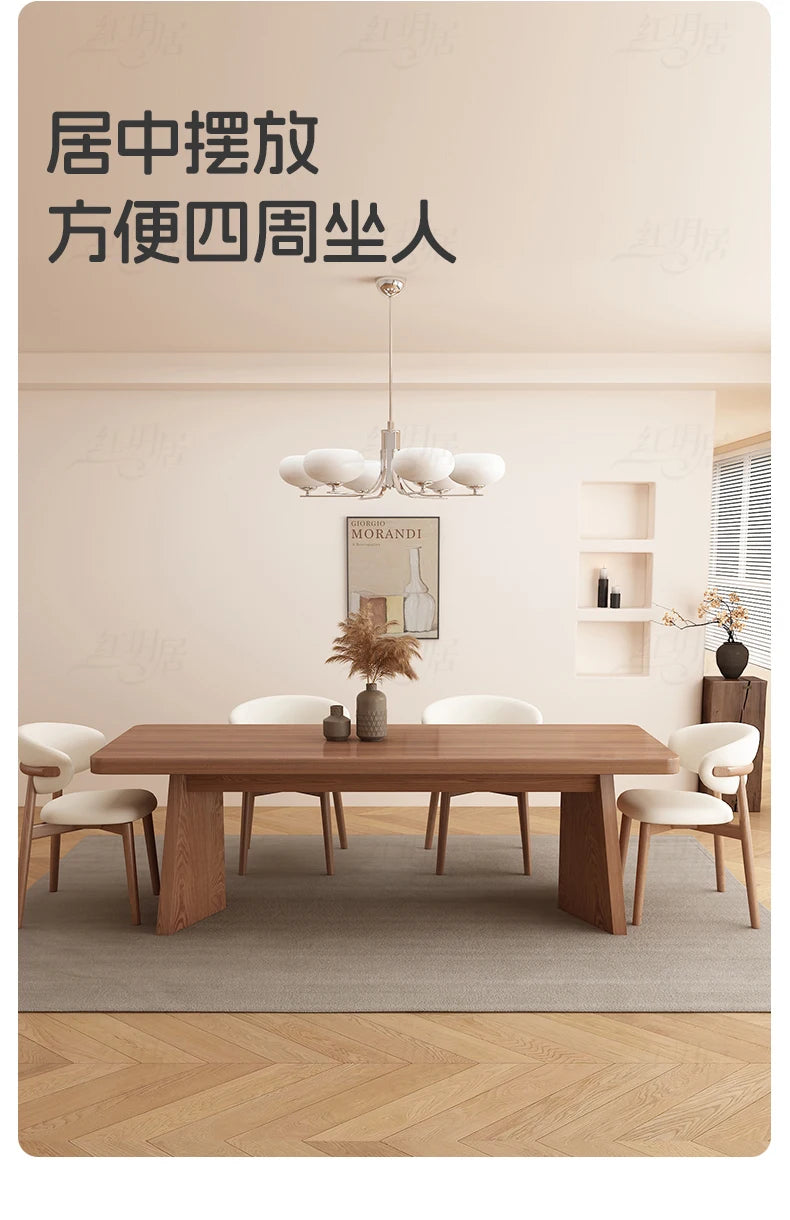 Walnut Finish Dining Table With Wood Grain Sintered Sone Top - Rectangle