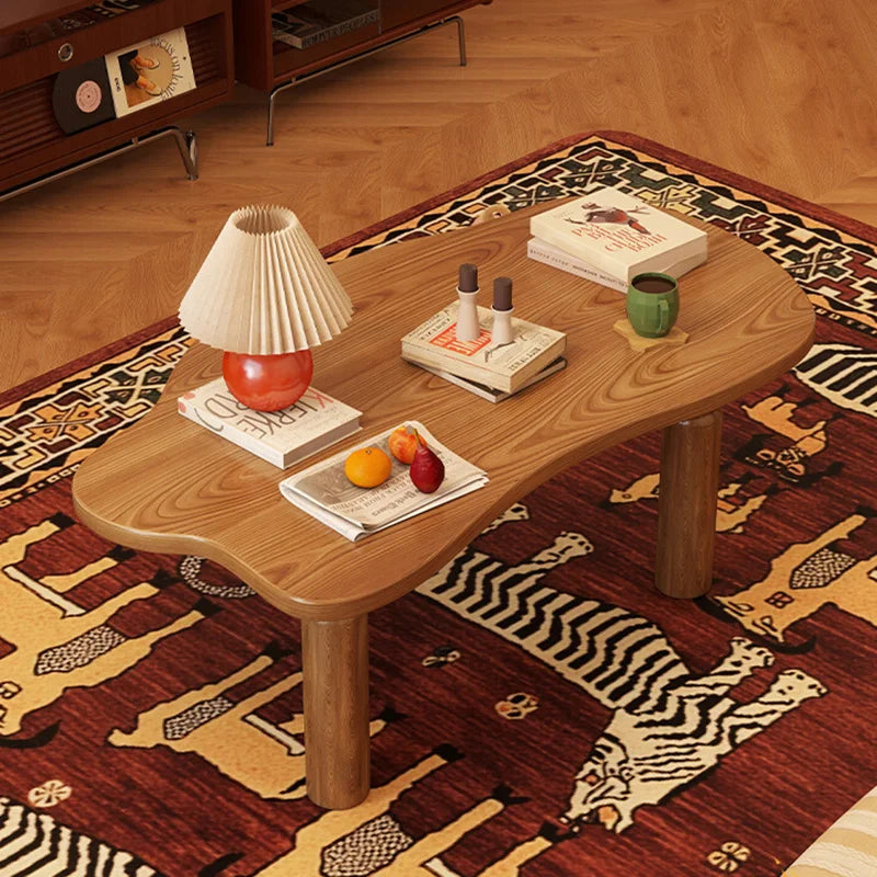 Cloud Silhouette Rectangle Solid Rubberwood Curved Coffee Table