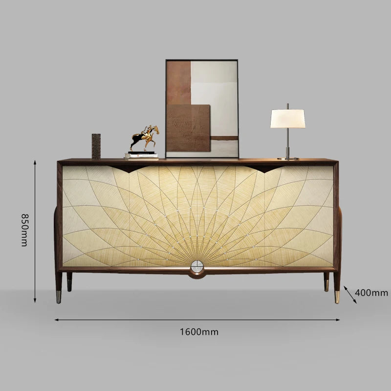 Modern Sunburst Wood Sideboard Walnut Finish - 3 Sizes