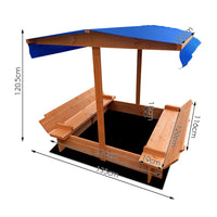 Kids Sandpit Wooden with Canopy Foldable Seat  120cm