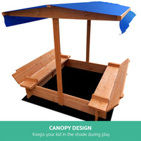 Kids Sandpit Wooden with Canopy Foldable Seat  120cm
