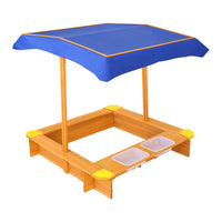Keezi Kids Sandpit Wooden Sandbox & Basin with Canopy - 103cm