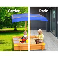 Keezi Kids Sandpit Wooden Sandbox & Basin with Canopy - 103cm