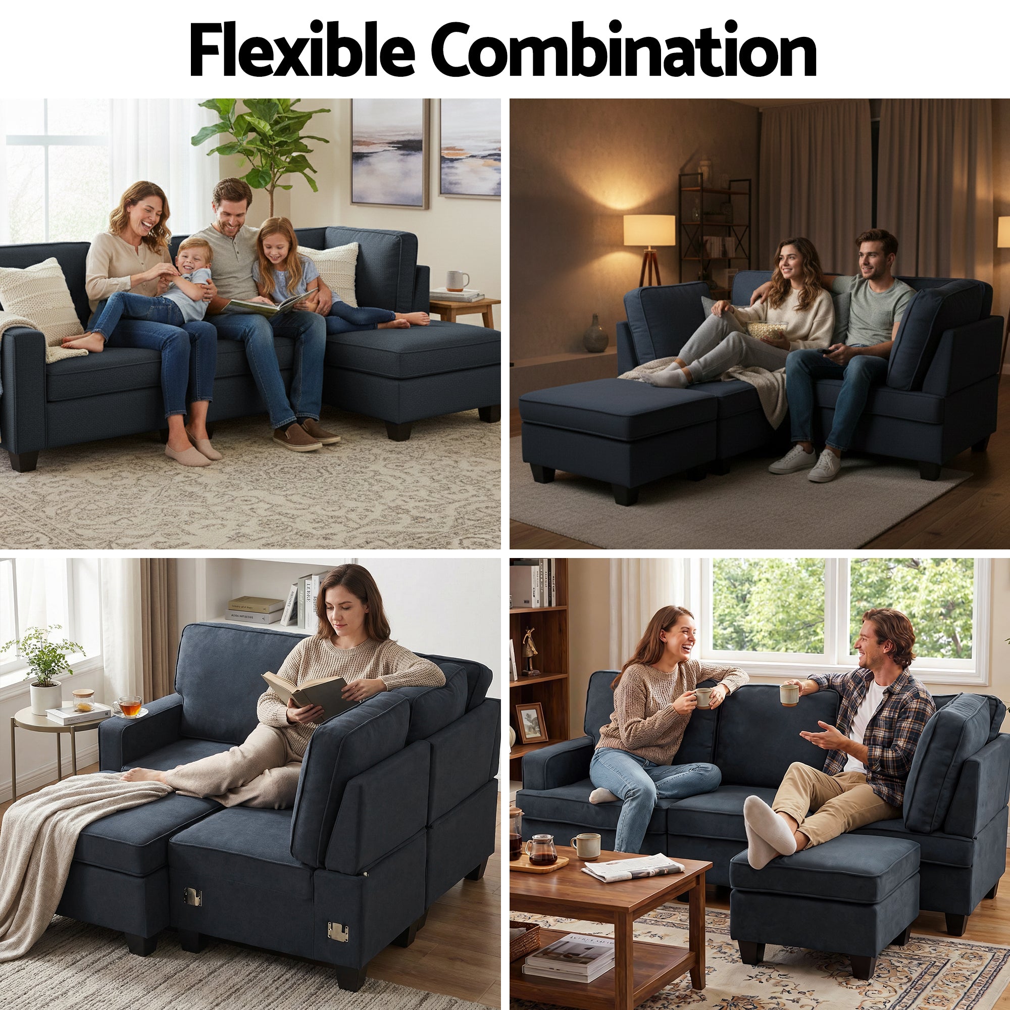 Modular Sofa Chaise Set 4-seater - Dark Grey