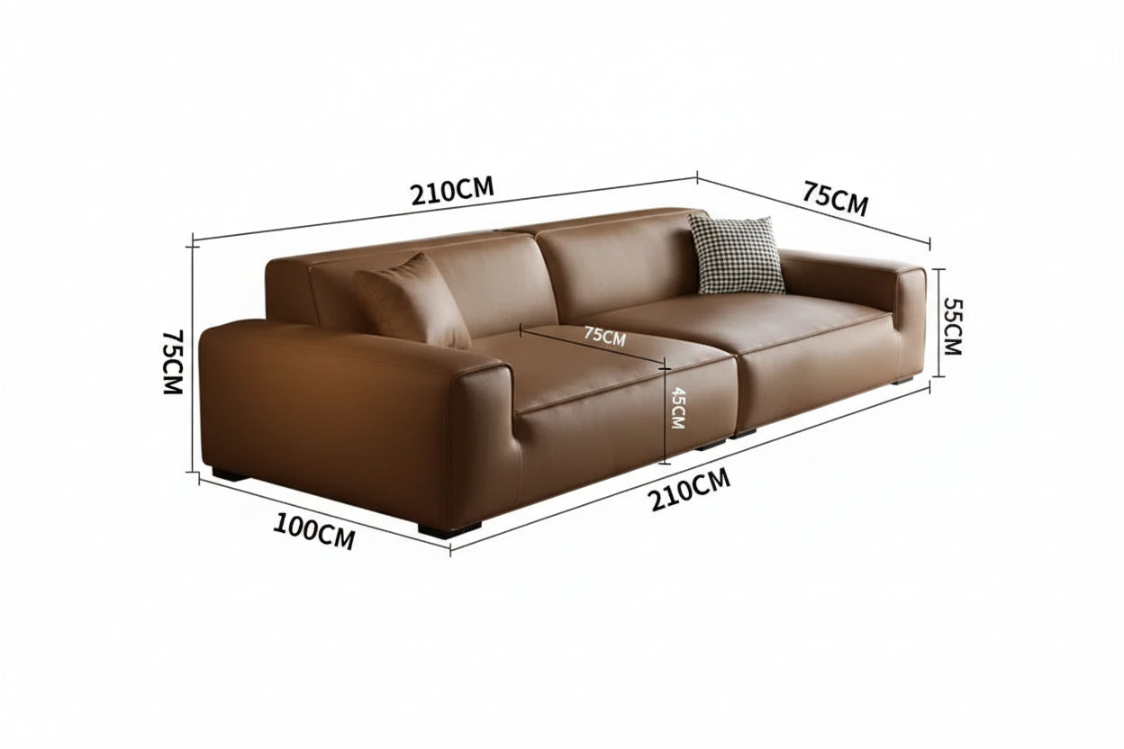 Luxury Modern Italian Leather Modular With Deep Seat Comfort - Tan