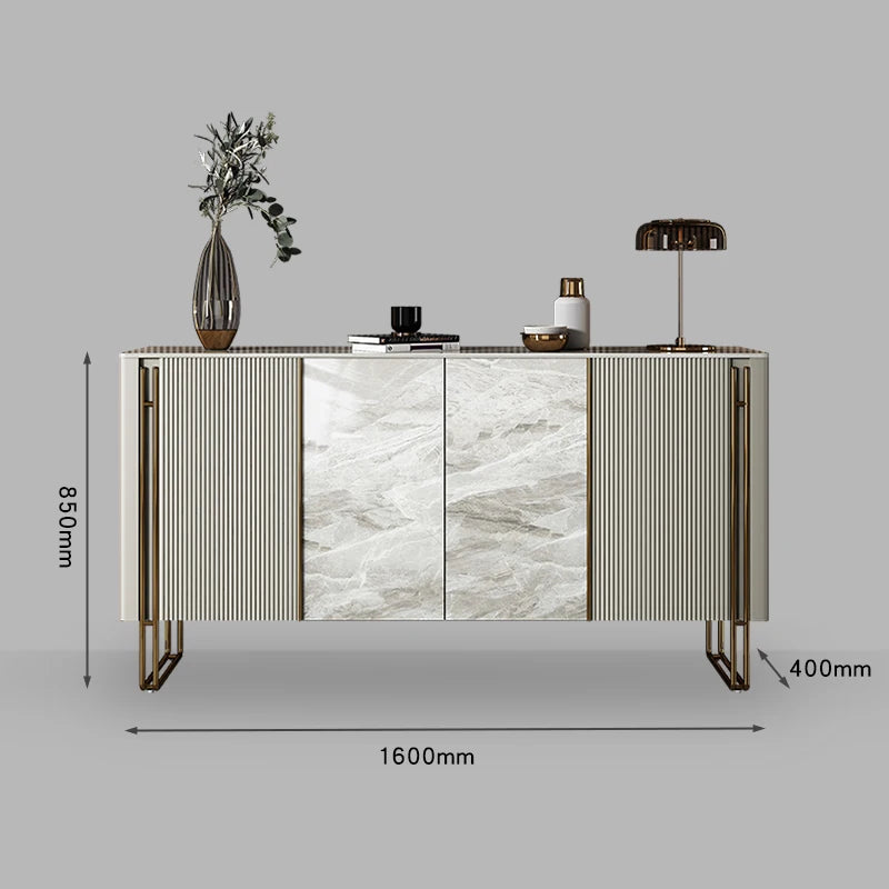 Italian Grey Luxury Modern Fluted Sideboard with Sintered Stone Top – 4 Sizes