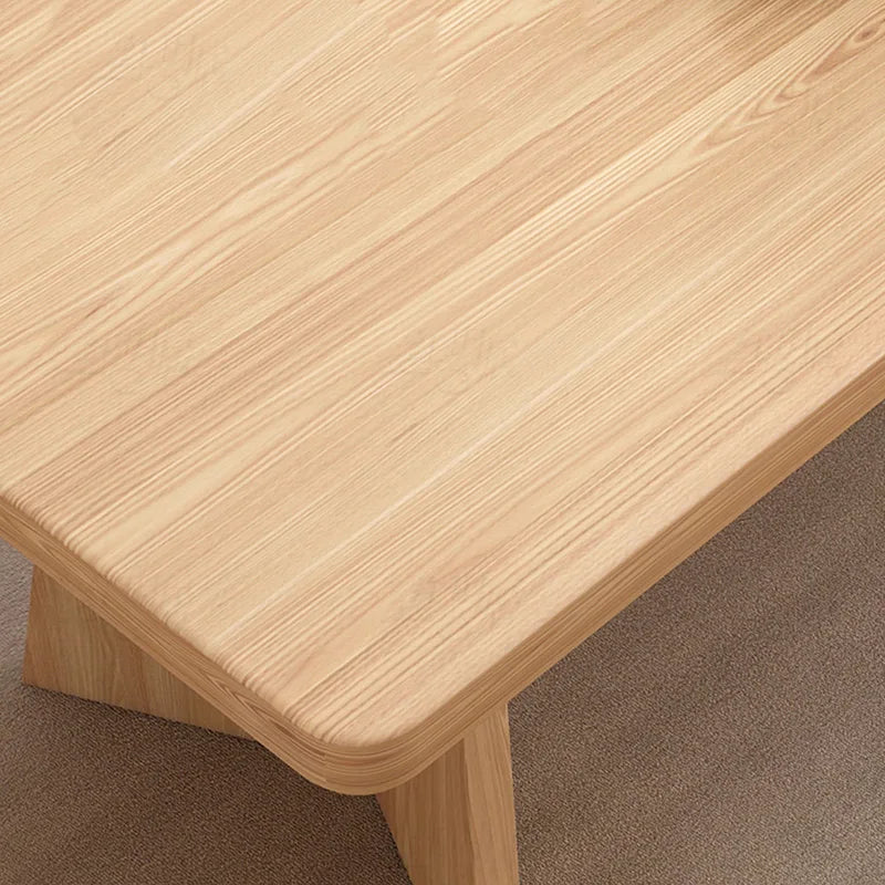 Walnut Finish Dining Table With Wood Grain Sintered Sone Top - Rectangle