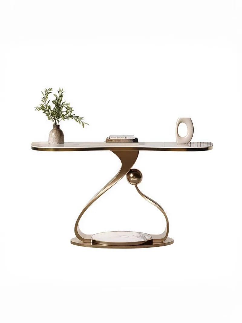 Gilded Arc Marble Finish Console Entryway - 2 Colours