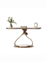 Gilded Arc Marble Finish Console Entryway - 2 Colours
