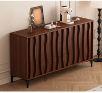 Modern Sculptural Walnut Sideboard in Solid Wood with Textured Panel Design