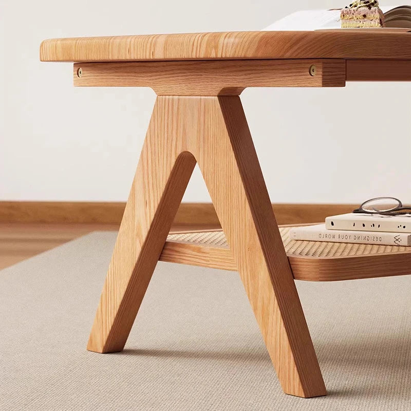 Retro Scandinavian Rectangle Solid Wood Coffee Table - 2 Sizes