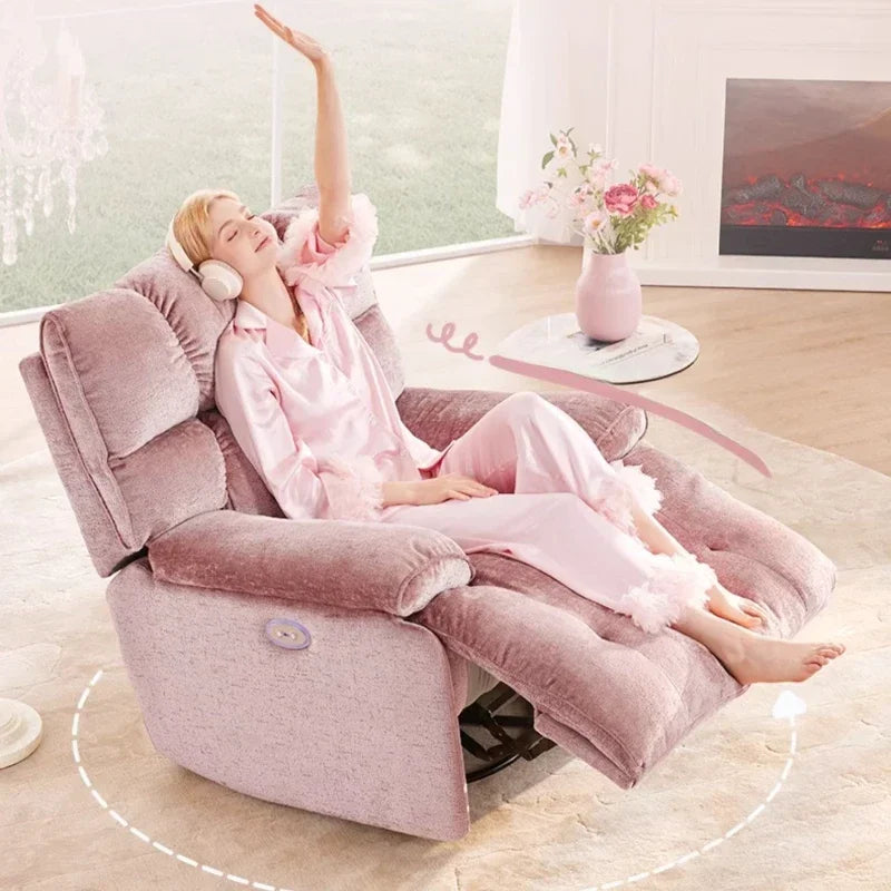Plush Sherpa Electric Recliner Chair with Swivel, Rocking & USB Charging
