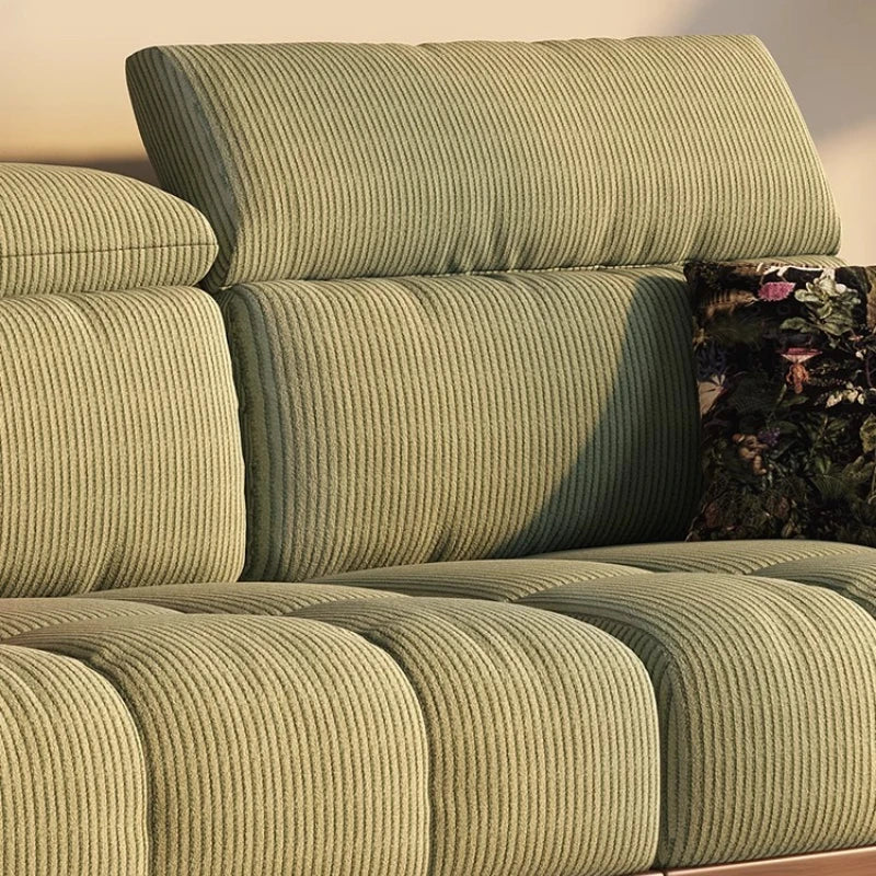 Mid-Century Modern Sofa with Adjustable Headrests and Solid Wood Frame - 5 Sizes