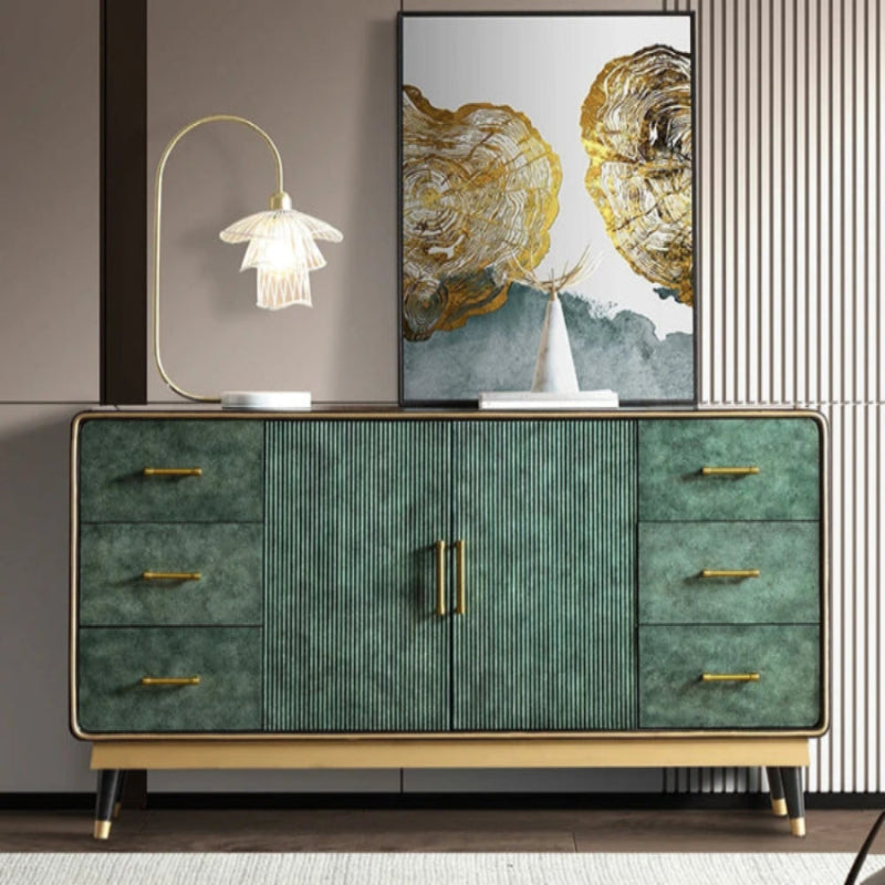 Art Deco Gilded Edge Sideboard with Wood Panels and Solid Wood Drawers - 2 Colours