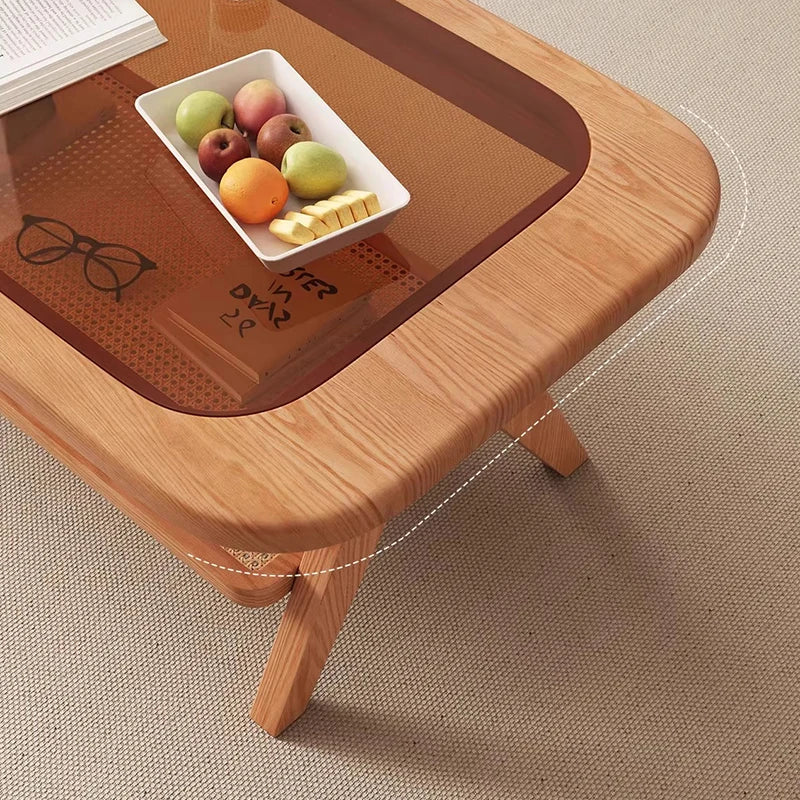 Retro Scandinavian Rectangle Solid Wood Coffee Table - 2 Sizes