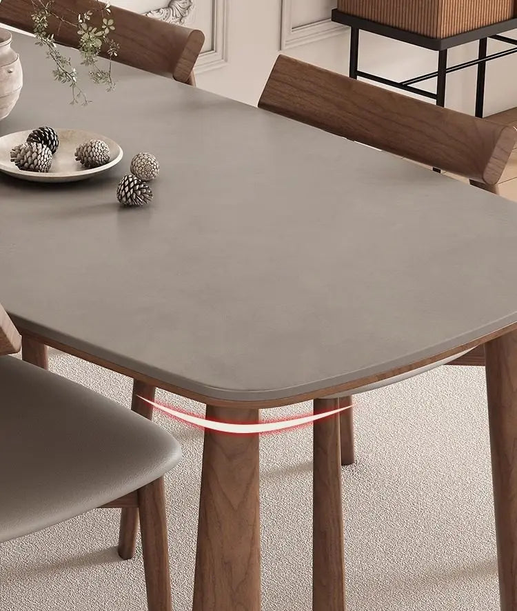 Modern Ash Wood Dining Set with Sintered Stone Tabletop & 4 Chairs 1.8m