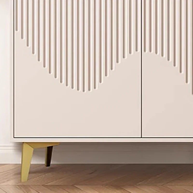 Cream Fluted Modern Minimalist Sideboard Buffet  With Sintered Stone Top - 3 Sizes