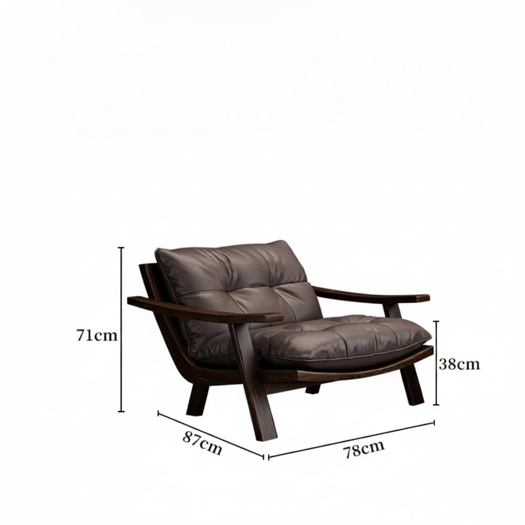 Ashwood Mid-Century Reclined Black Leather Accent Chair