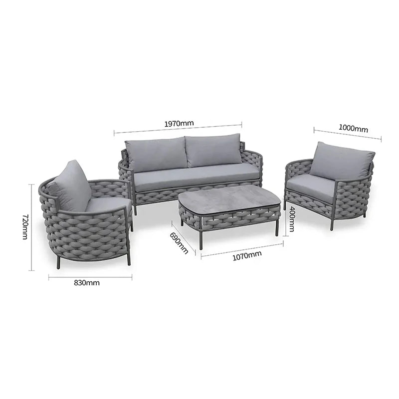Santorini Serenity 4 Piece Costal Outdoor Sofa Set - Grey