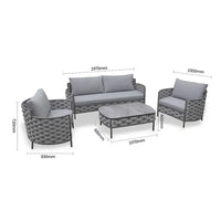 Santorini Serenity 4 Piece Costal Outdoor Sofa Set - Grey