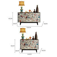 Luxury American-Style Sideboard in Black with Hand-Painted Floral Panels - 2 Sizes