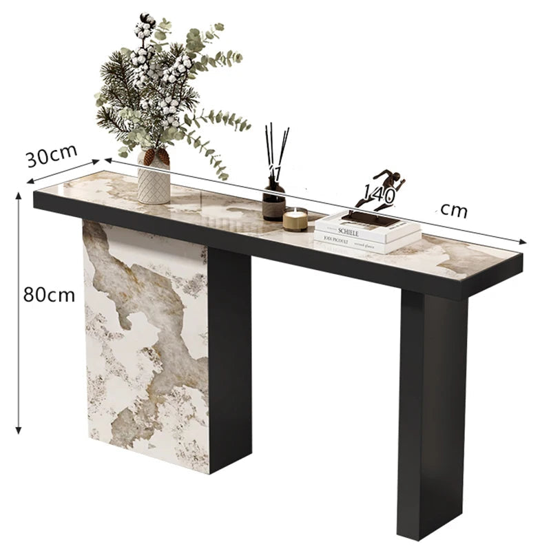 Pilar Form Marbled Stone Entryway Table - 2 Options