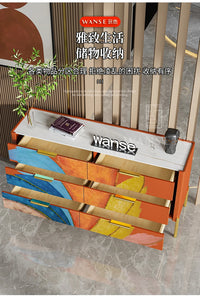 Modern Burnt Orange Sideboard Cabinet with Marble Top - 2 Sizes
