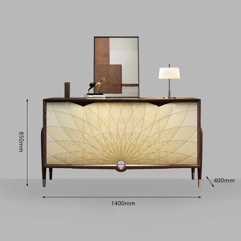 Modern Sunburst Wood Sideboard Walnut Finish - 3 Sizes