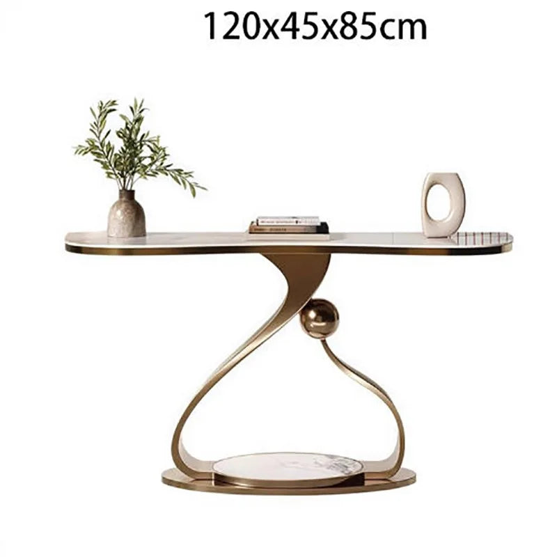 Gilded Arc Marble Finish Console Entryway - 2 Colours