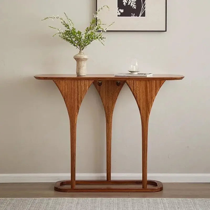 Light Luxurious Classics: Solid Hardwood Console Table – Ebony-Toned Finish