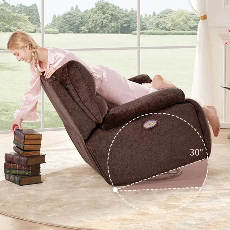 Plush Sherpa Electric Recliner Chair with Swivel, Rocking & USB Charging