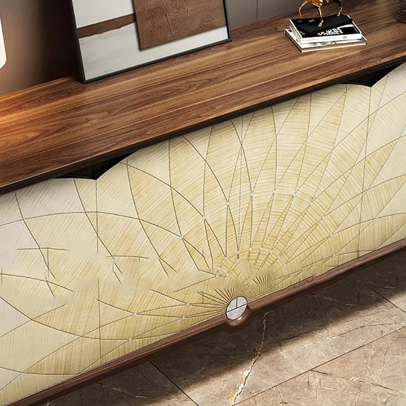 Modern Sunburst Wood Sideboard Walnut Finish - 3 Sizes