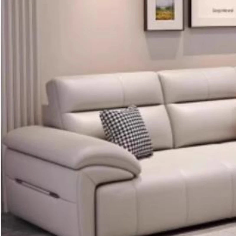 Gray sectional sofa with a pillow in a living room setting
