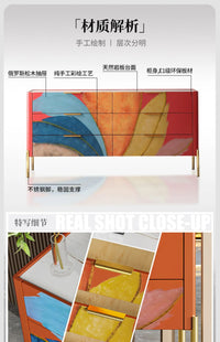 Modern Burnt Orange Sideboard Cabinet with Marble Top - 2 Sizes