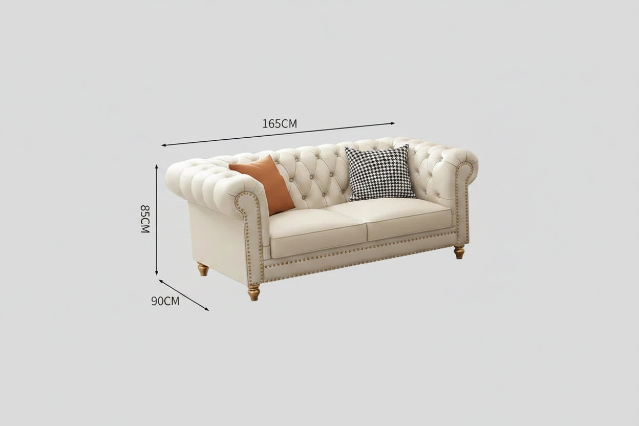 Cream White Chesterfield Leather Sofa  Napa Leather - 4 Sizes