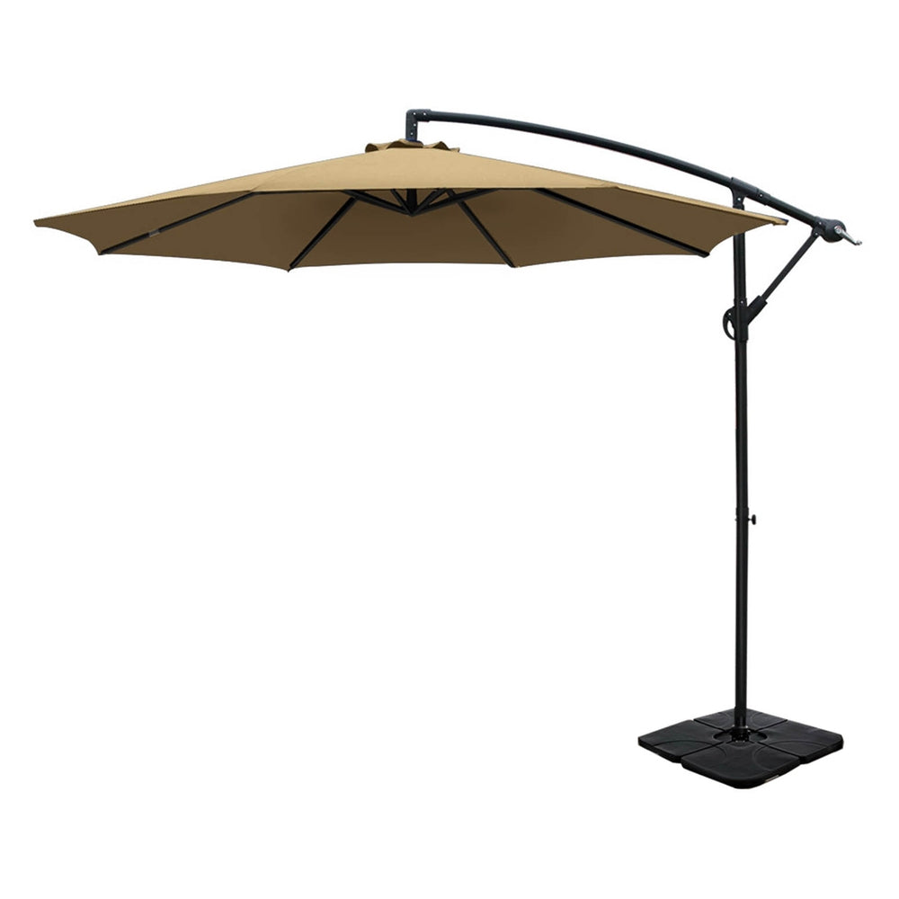 Instahut 3m Cantilever Umbrella w/Base Outdoor Beach Patio Parasol - 5 Colours